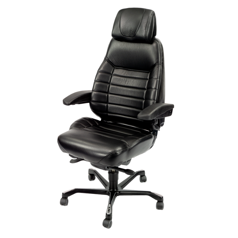 KAB Executive Leather ergonomic office chair with premium black leather and executive support.