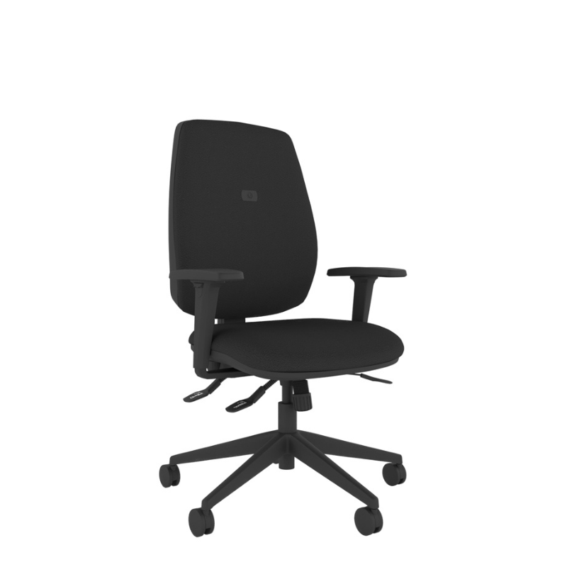 MDK Intro IT250 ergonomic office chair with small upholstered seat, moulded high back and black finish