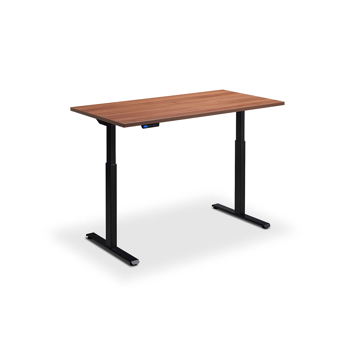 Lavoro Rusa 1400 x 800mm black dual motor standing desk with Natural Dijon Walnut desktop