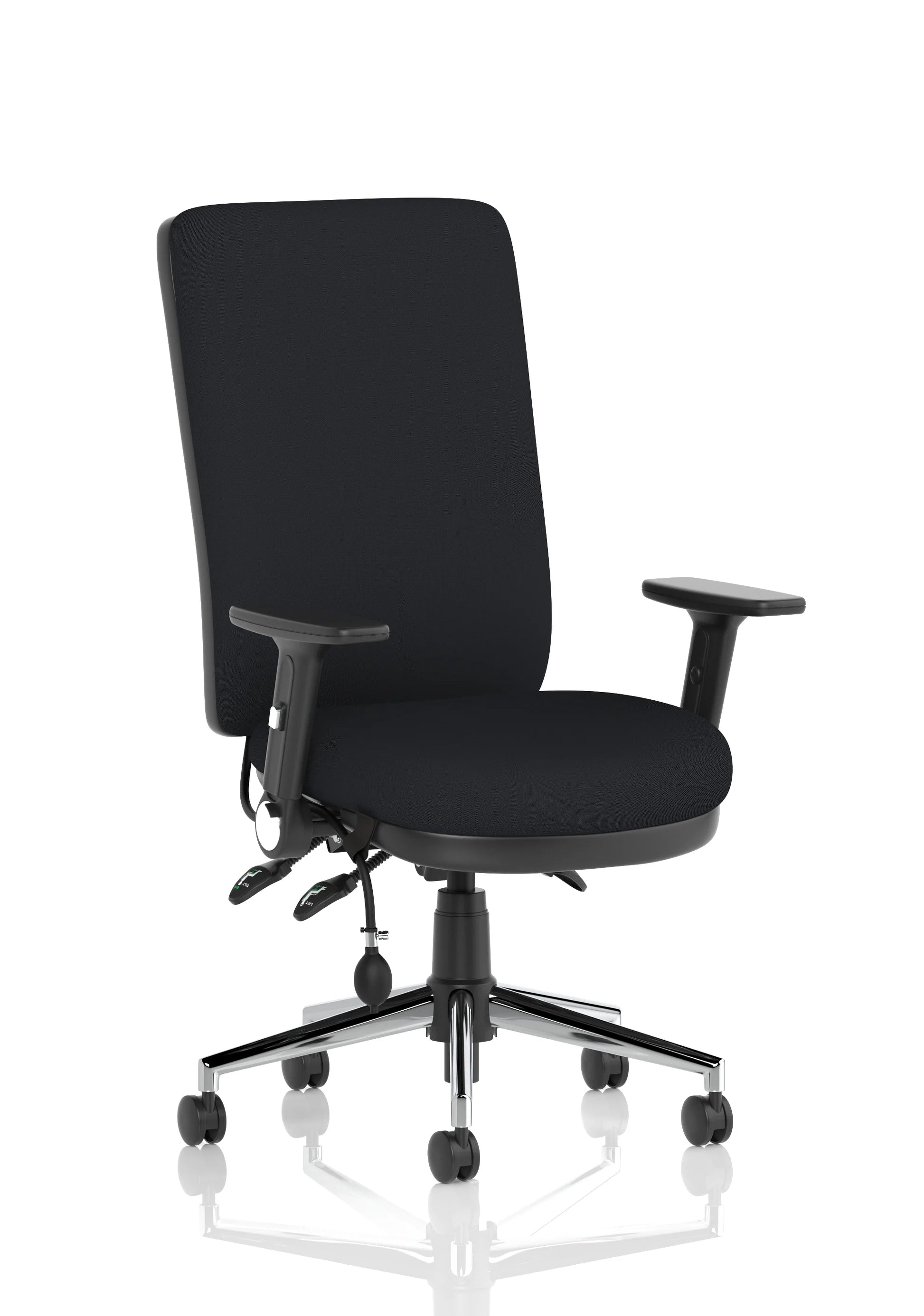 Chiro high back ergonomic task office chair with lumbar support and adjustable height in black finish