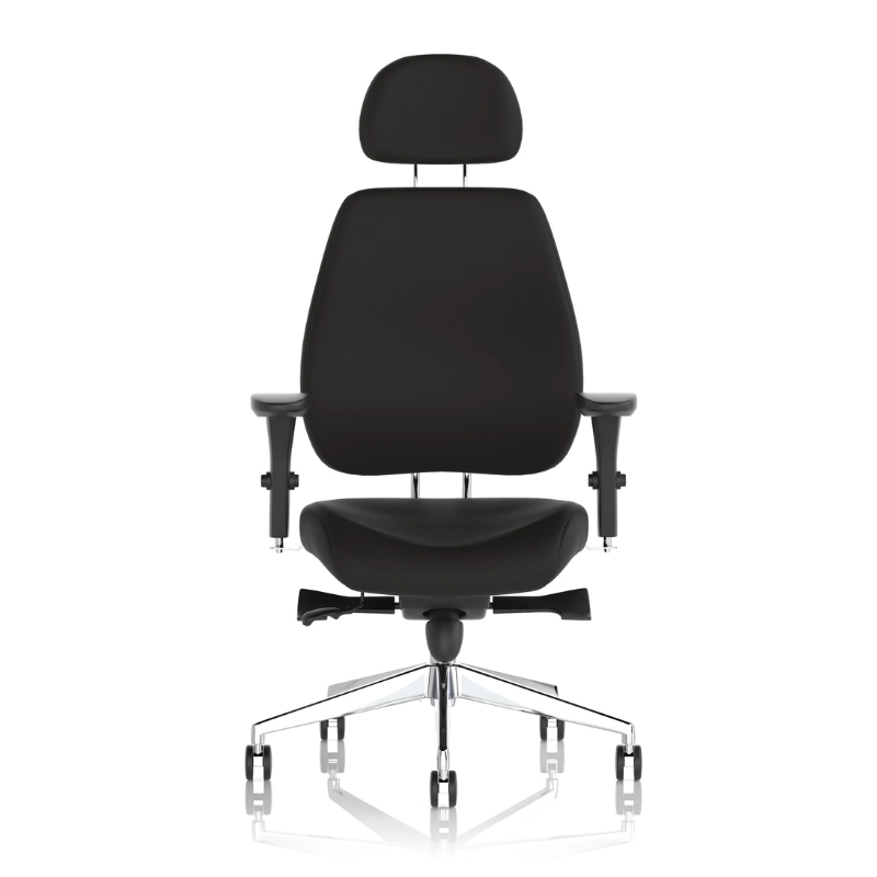 Ergonomic office chair with high back support and adjustable seating position with headrest