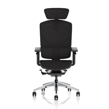 Detail view of Dynamic Ergo Click Plus high-back ergonomic office chair with headrest in fabric