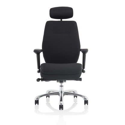 Domino high back ergonomic office chair with lumbar support and adjustable height in black fabric