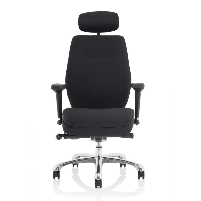Domino high back ergonomic office chair with lumbar support and adjustable height in black fabric
