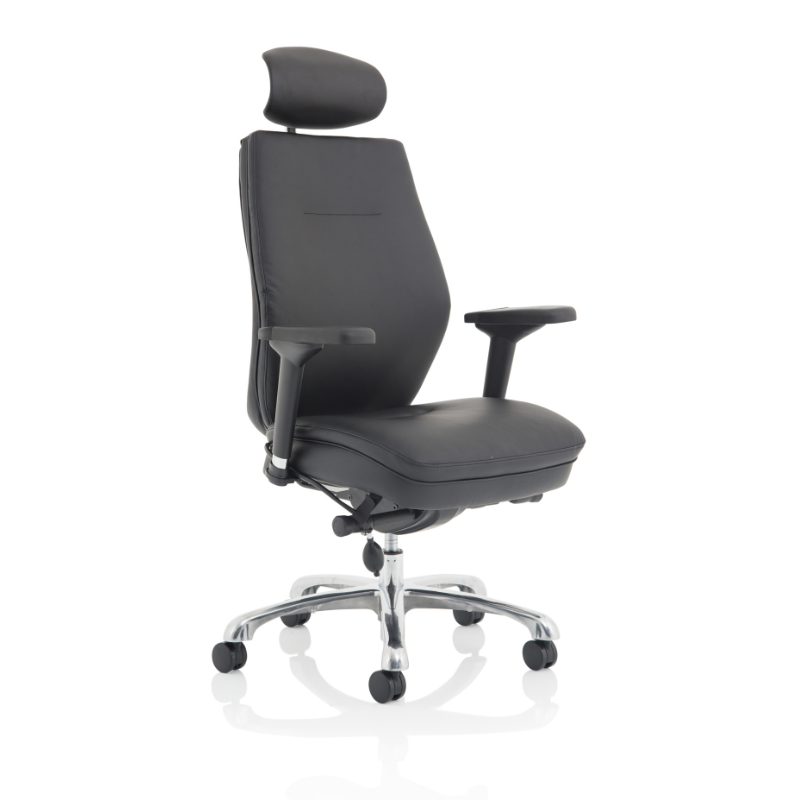 Comfortable Dynamic Domino ergonomic office chair with luxury leather finish and integrated headrest