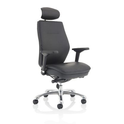 Comfortable Dynamic Domino ergonomic office chair with luxury leather finish and integrated headrest