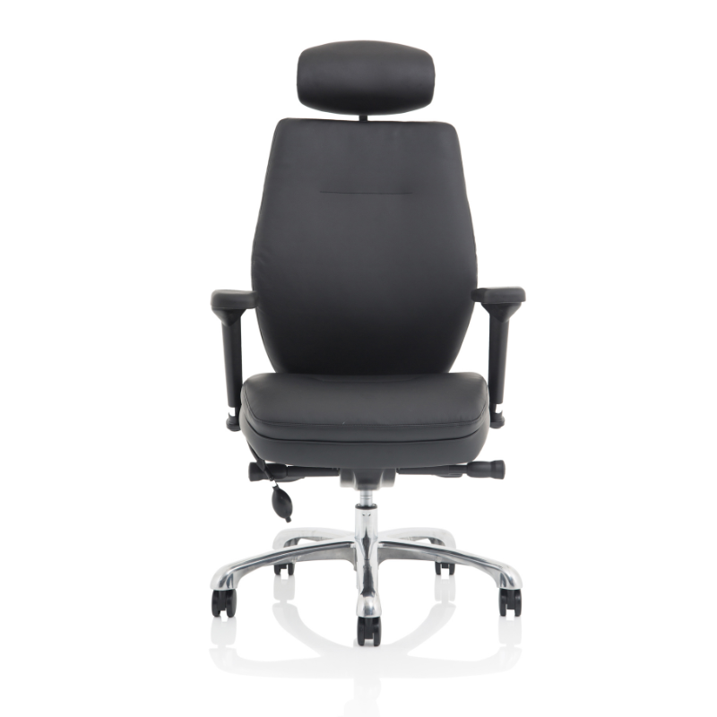 Domino high back ergonomic office chair with lumbar support and adjustable height in black leather