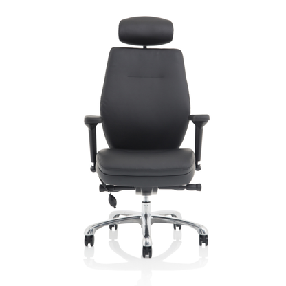 Domino high back ergonomic office chair with lumbar support and adjustable height in black leather