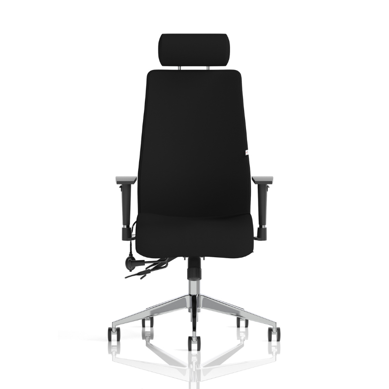 Dynamic Onyx high-back fabric ergonomic office chair with adjustable arms and supportive headrest