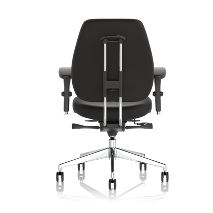 Dynamic Chiro Plus high-back ergonomic office chair with adjustable arms and no headrest rear view.
