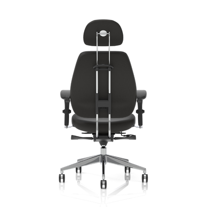 Dynamic Chiro Plus Ultimate 24-hour ergonomic task chair with headrest for all-day comfort with rear view