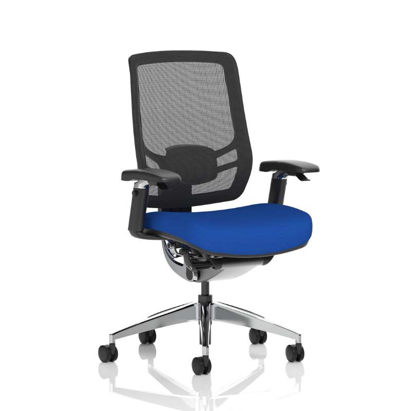 Dynamic Ergo Click black mesh ergonomic office chair full product view Blue