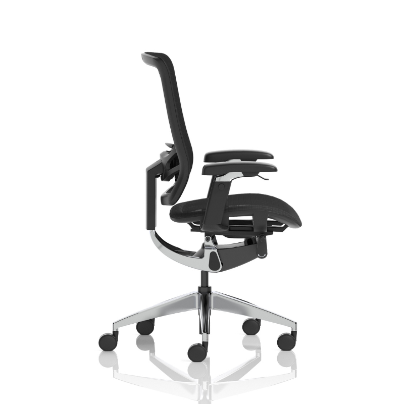 Dynamic Ergo Click mesh office chair with adjustable lumbar support – side view