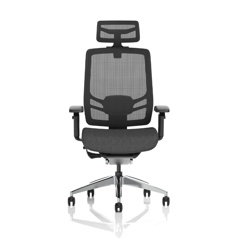 Dynamic Ergo Click high-back mesh ergonomic office chair with headrest – front view