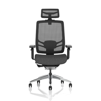 Dynamic Ergo Click high-back mesh ergonomic office chair with headrest – front view