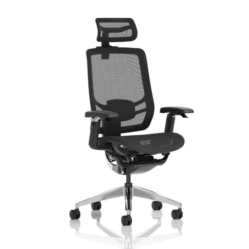 Ergo Click High Back Ergonomic Office Chair with Arms and headrest in modern office setting