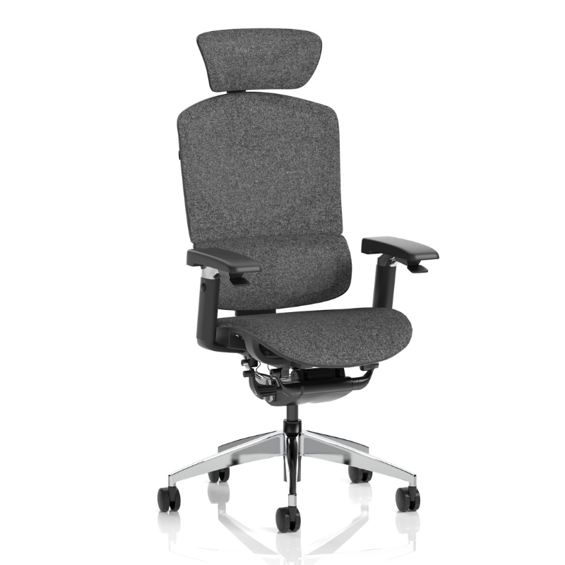 Modern ergonomic mesh office chair with adjustable headrest and armrests grey