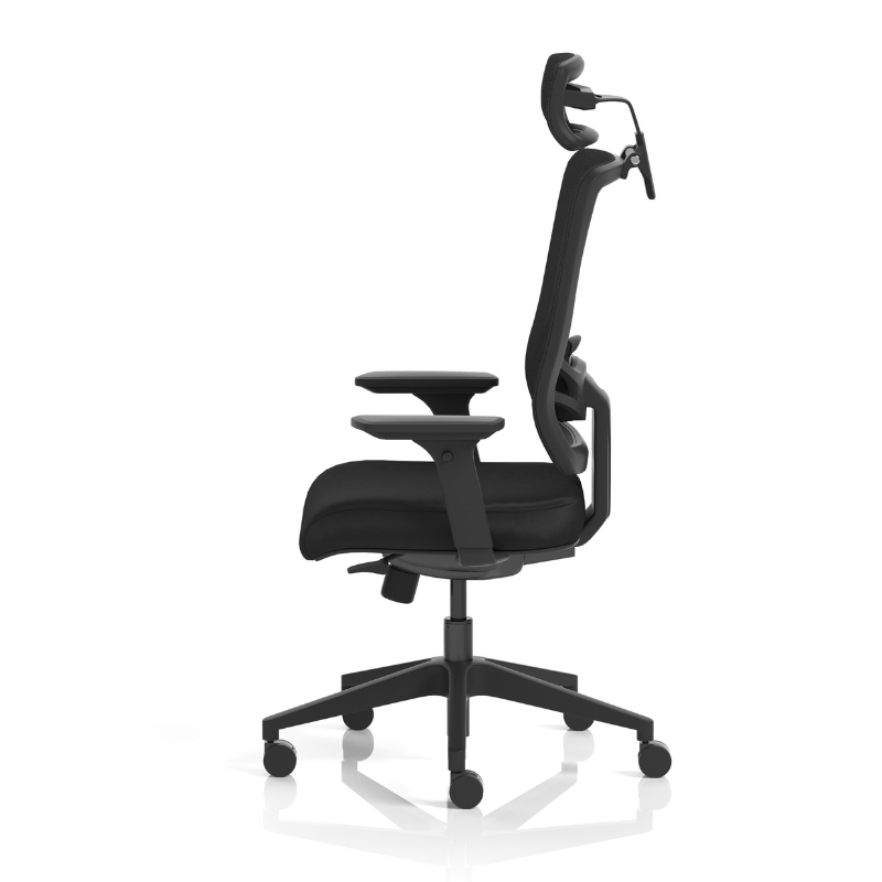 Dynamic Ergo Twist mesh office chair with adjustable arms and headrest – side view