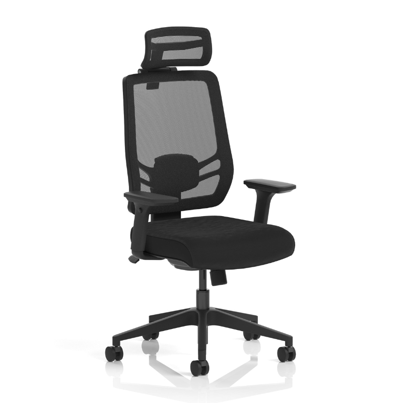 Adjustable ergonomic office chair with supportive backrest and modern design and headrest