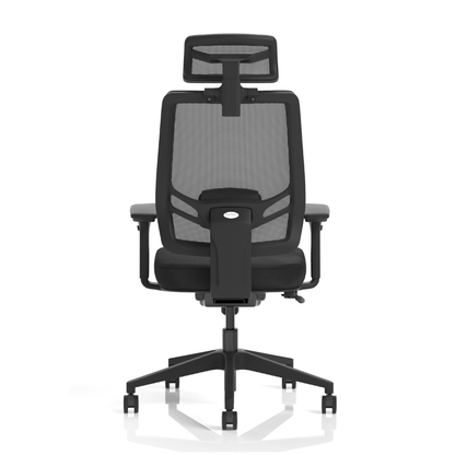 Dynamic Ergo Twist high-mesh office chair with headrest – rear view