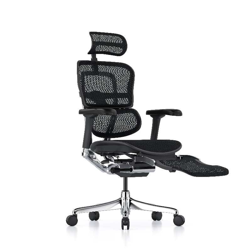 Ergohuman Elite G2 ergonomic office chair with headrest and legrest in black mesh