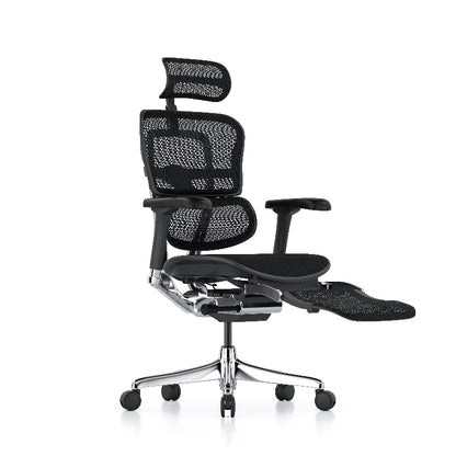 Ergohuman Elite G2 ergonomic office chair with headrest and legrest in black mesh