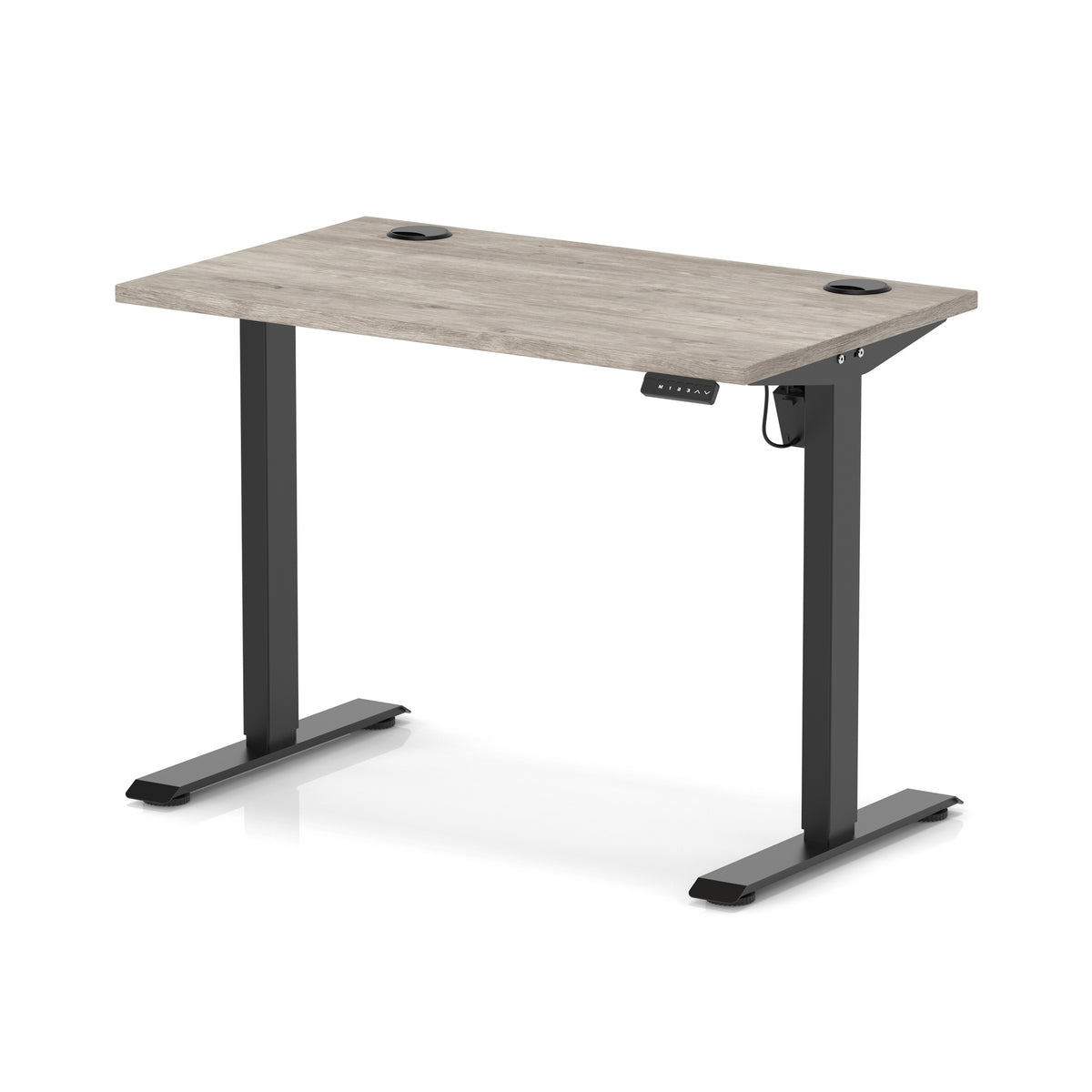 Dynamic Air Lite Slimline 1000mm desk in Grey Oak with black legs