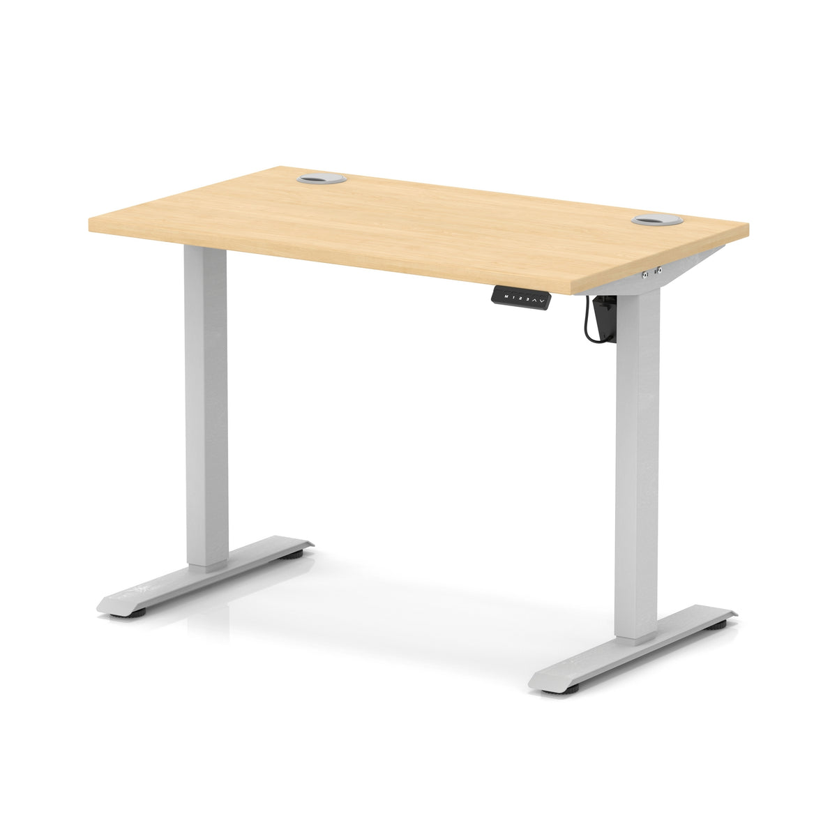Dynamic Air Lite Slimline 1000mm desk in Maple with silver legs