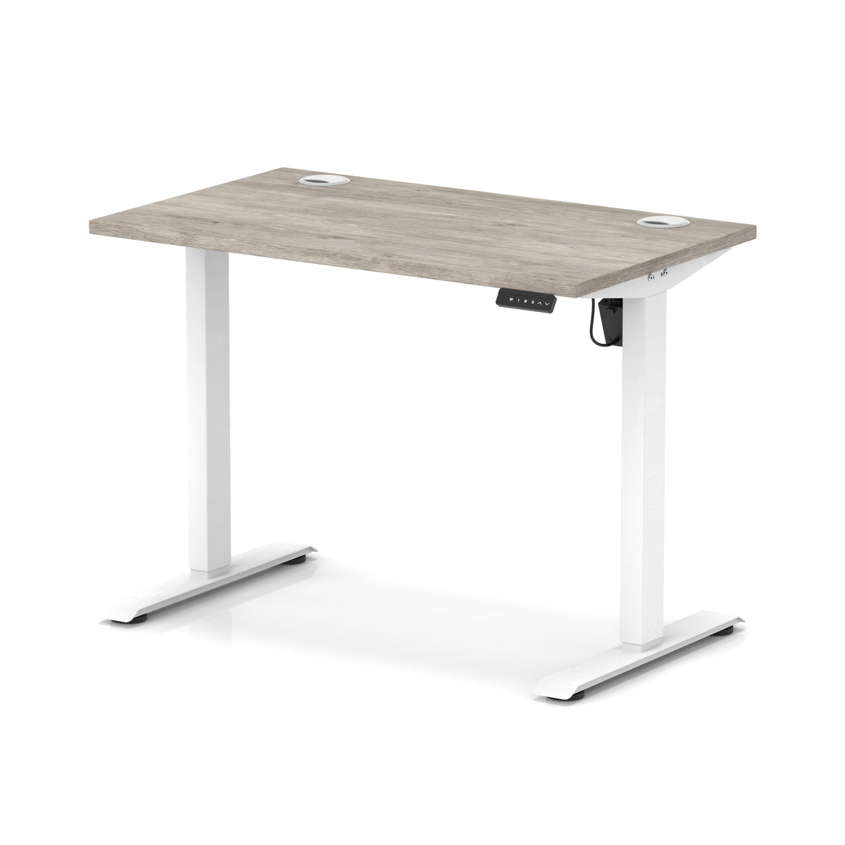 Dynamic Air Lite Slimline 1000mm desk in Grey Oak with white legs