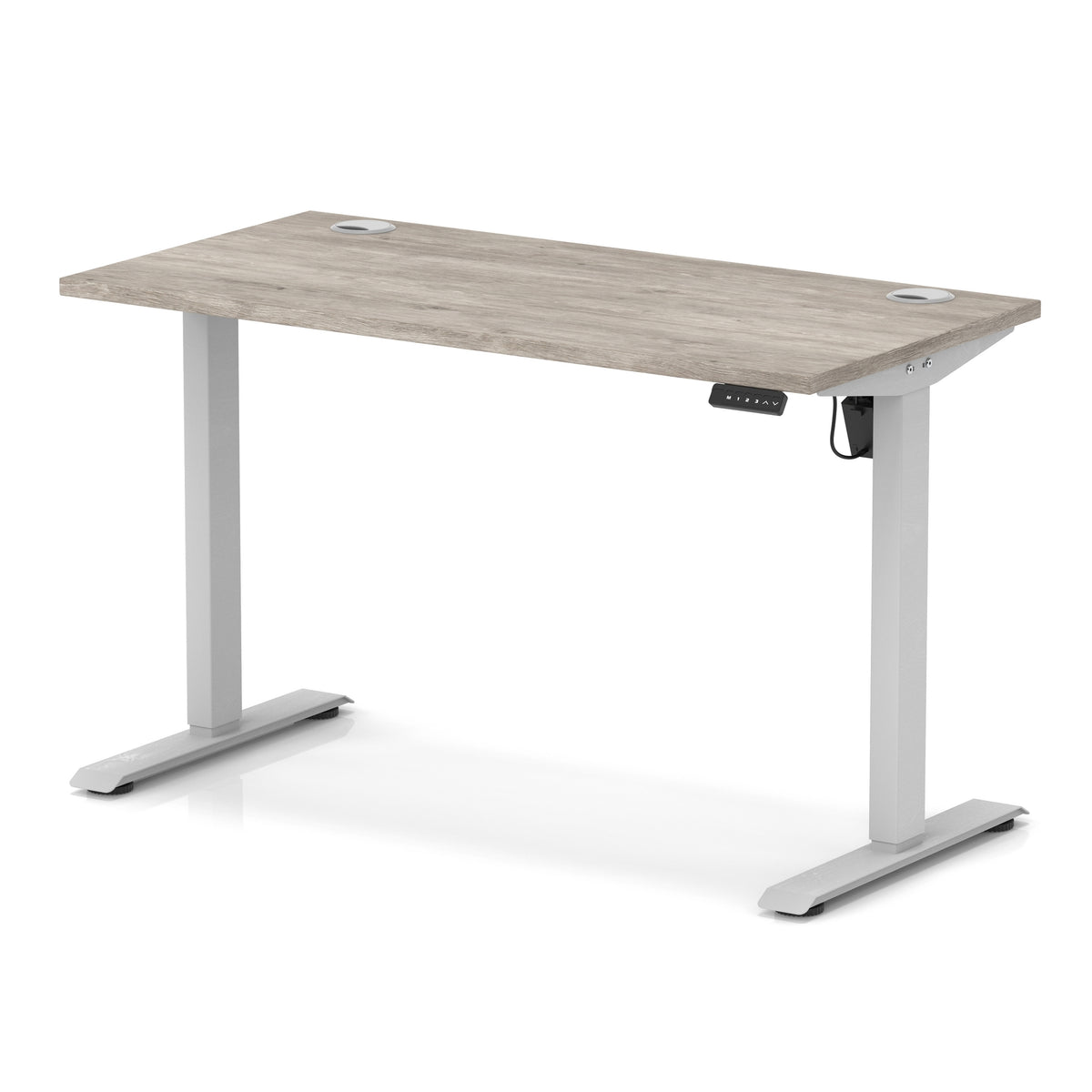 Dynamic Air Lite Slimline 1200mm desk in Grey Oak with silver legs
