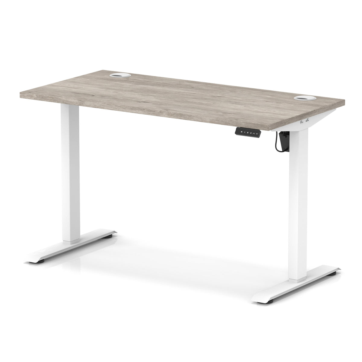 Dynamic Air Lite Slimline 1200mm desk in Grey Oak with white legs