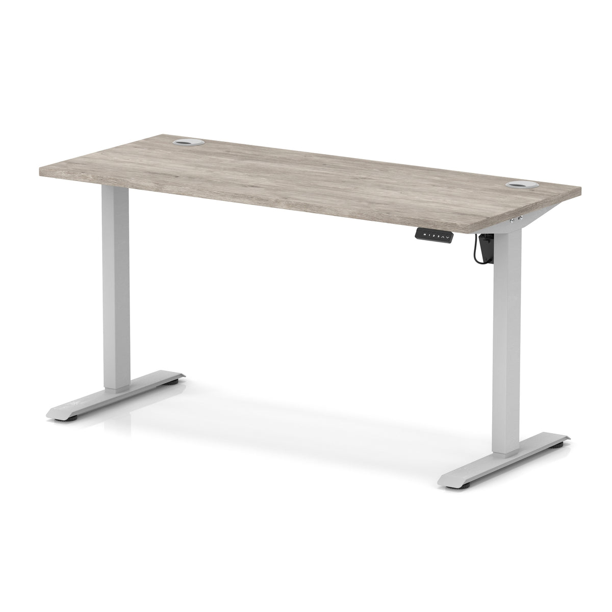 Dynamic Air Lite Slimline 1400mm desk in Grey Oak with silver legs