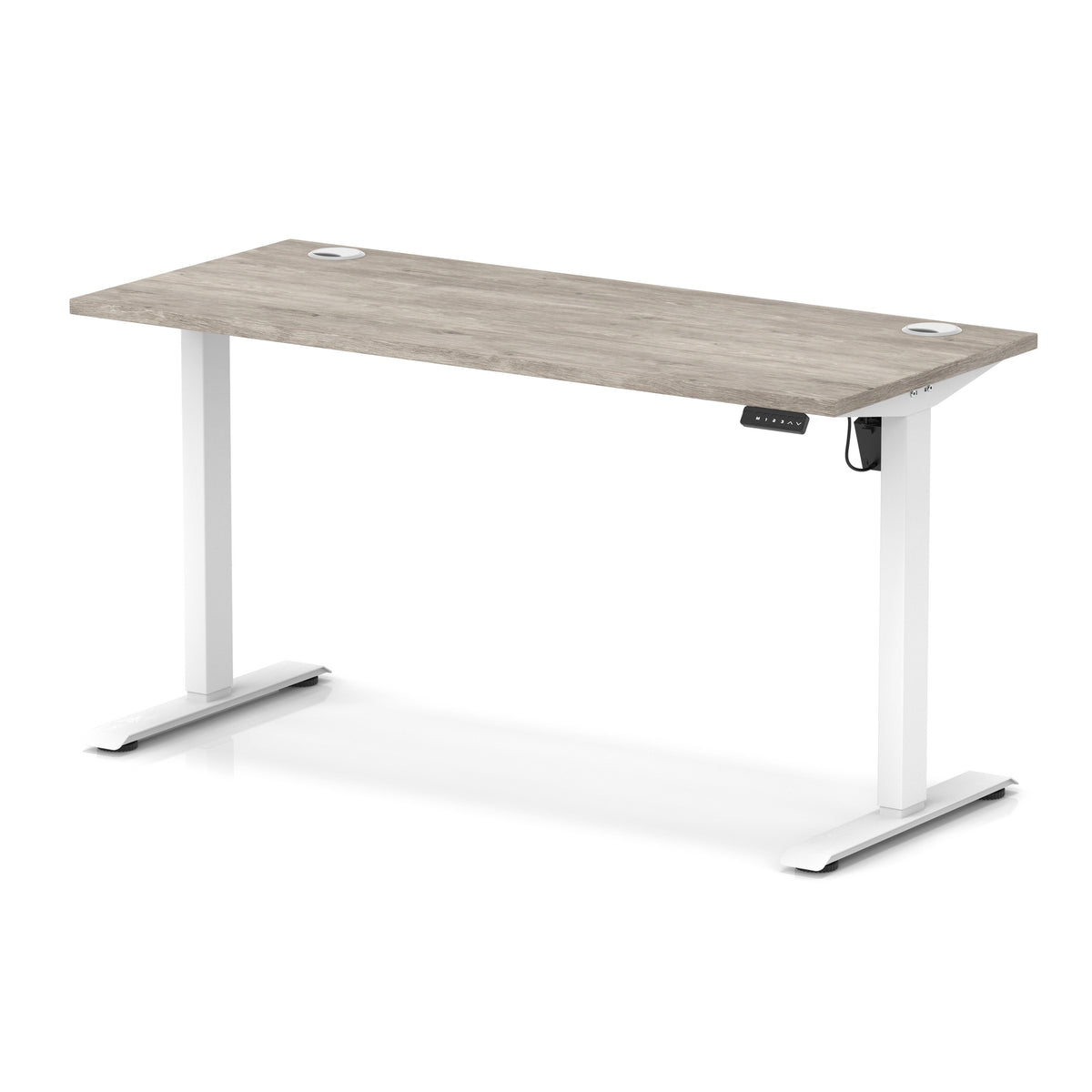 Dynamic Air Lite Slimline 1400mm desk in Grey Oak with white legs