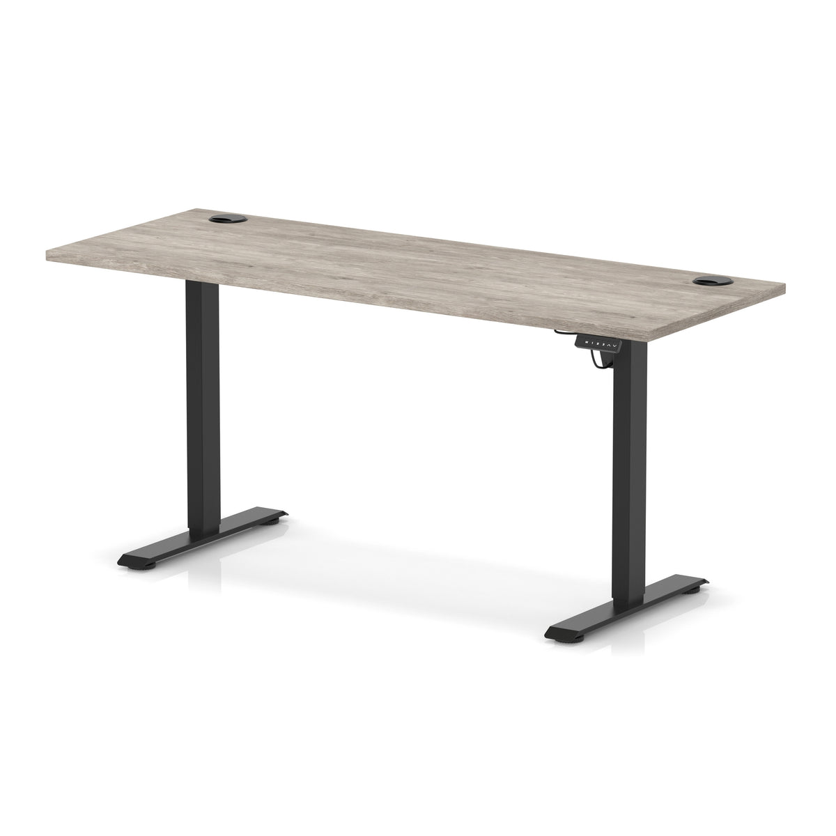 Dynamic Air Lite Slimline 1600mm desk in Grey Oak with black legs