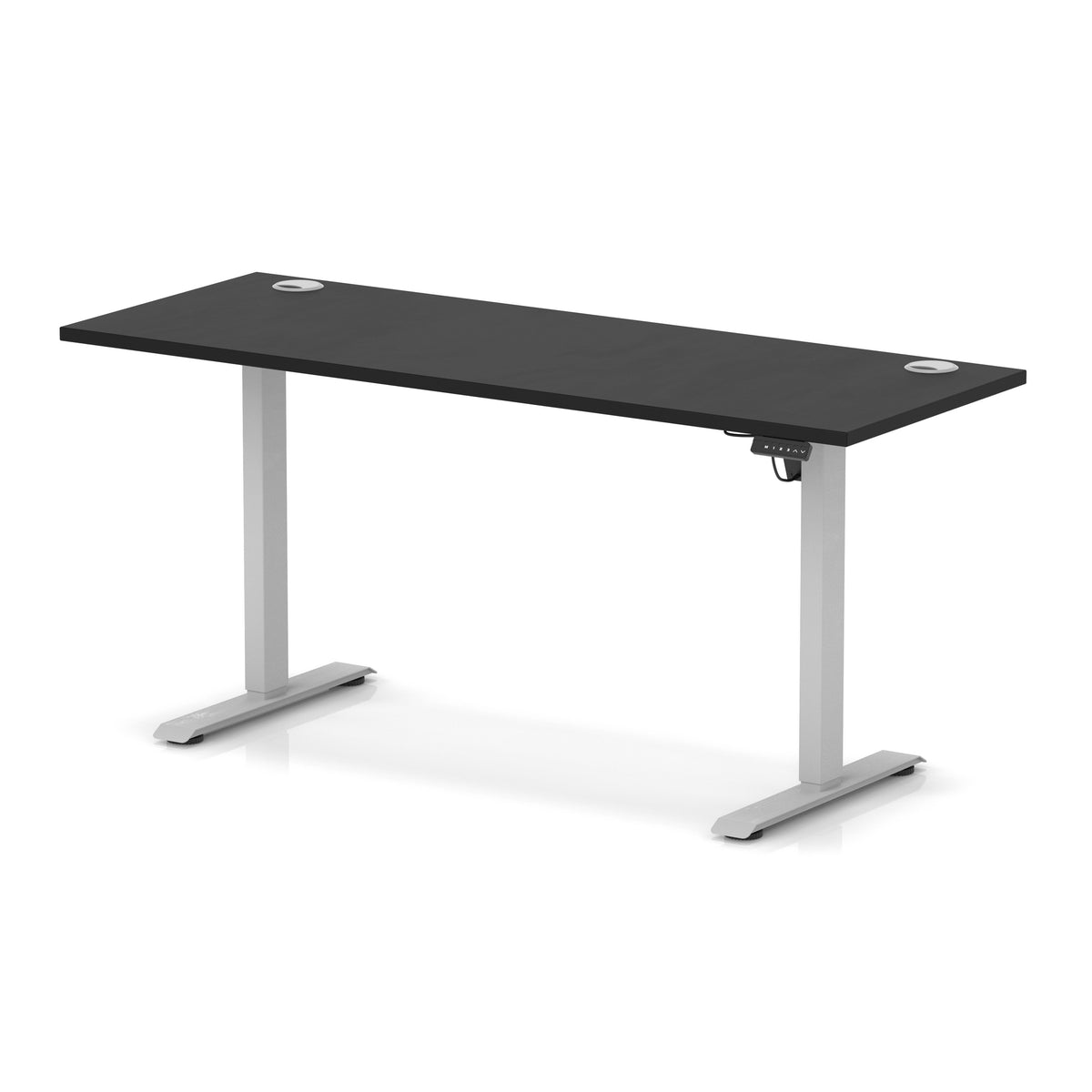 Dynamic Air Lite Slimline 1600mm desk in Black with silver legs