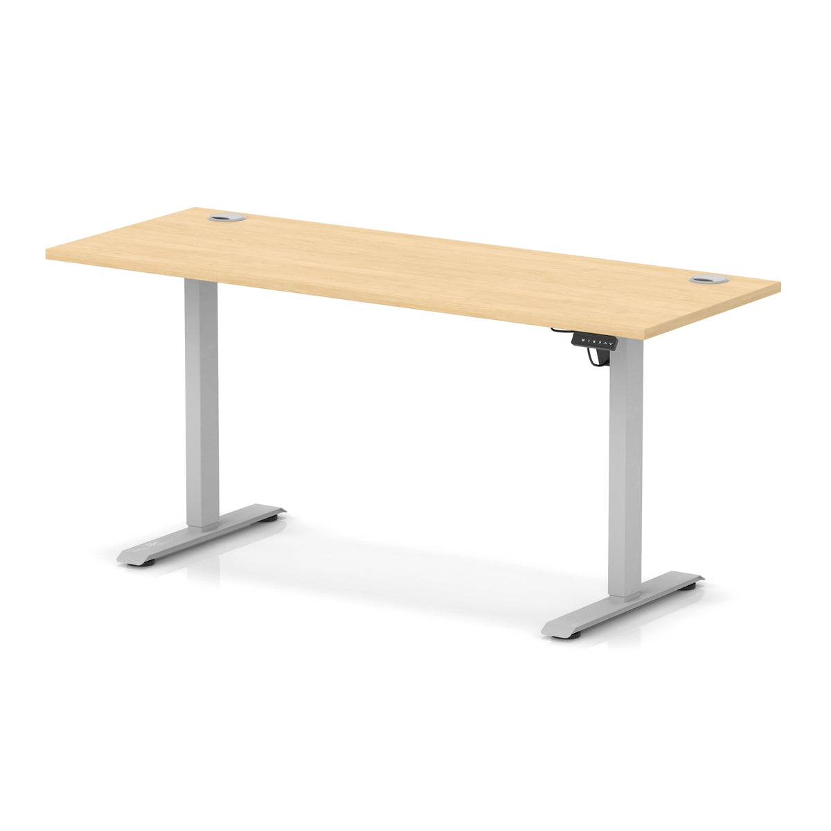 Dynamic Air Lite Slimline 1600mm desk in Maple with silver legs
