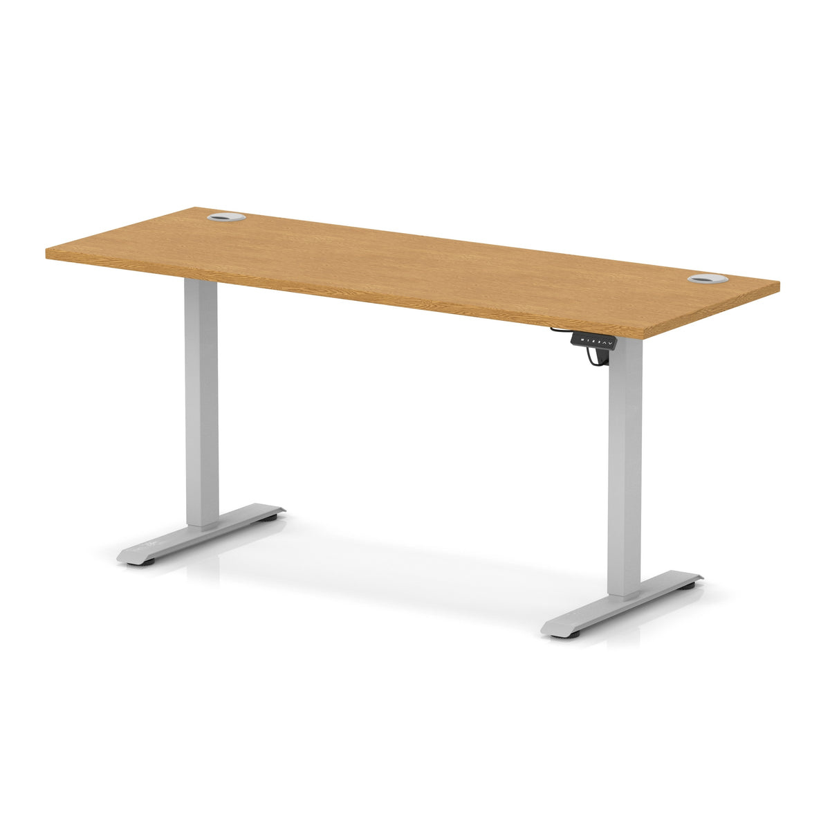 Dynamic Air Lite Slimline 1600mm desk in Oak with silver legs