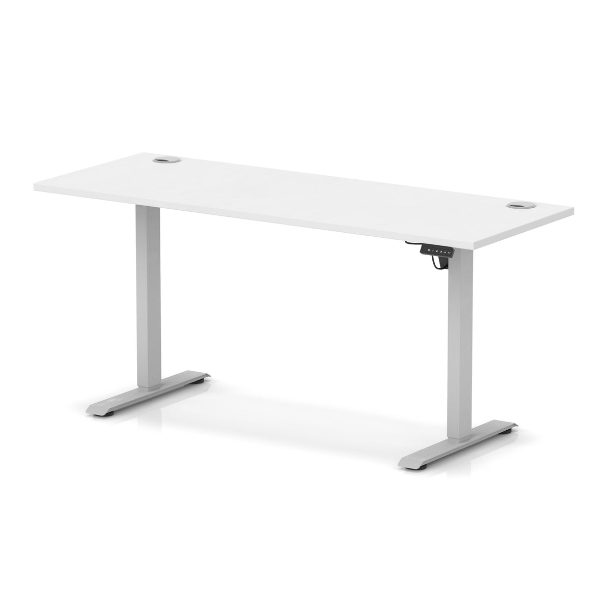 Dynamic Air Lite Slimline 1600mm desk in White with silver legs