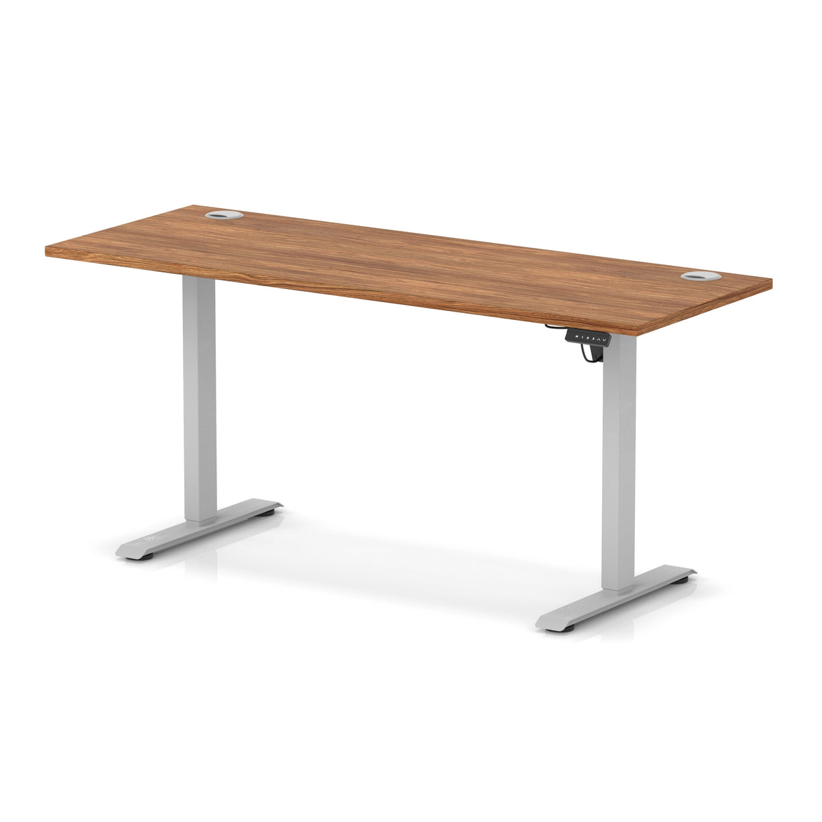 Dynamic Air Lite Slimline 1600mm desk in Walnut with silver legs