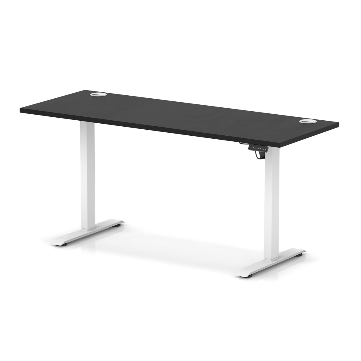 Dynamic Air Lite Slimline 1600mm desk in Black with white legs