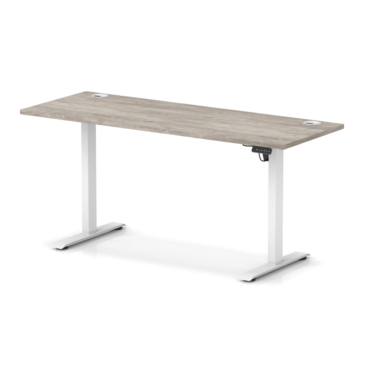 Dynamic Air Lite Slimline 1600mm desk in Grey Oak with white legs