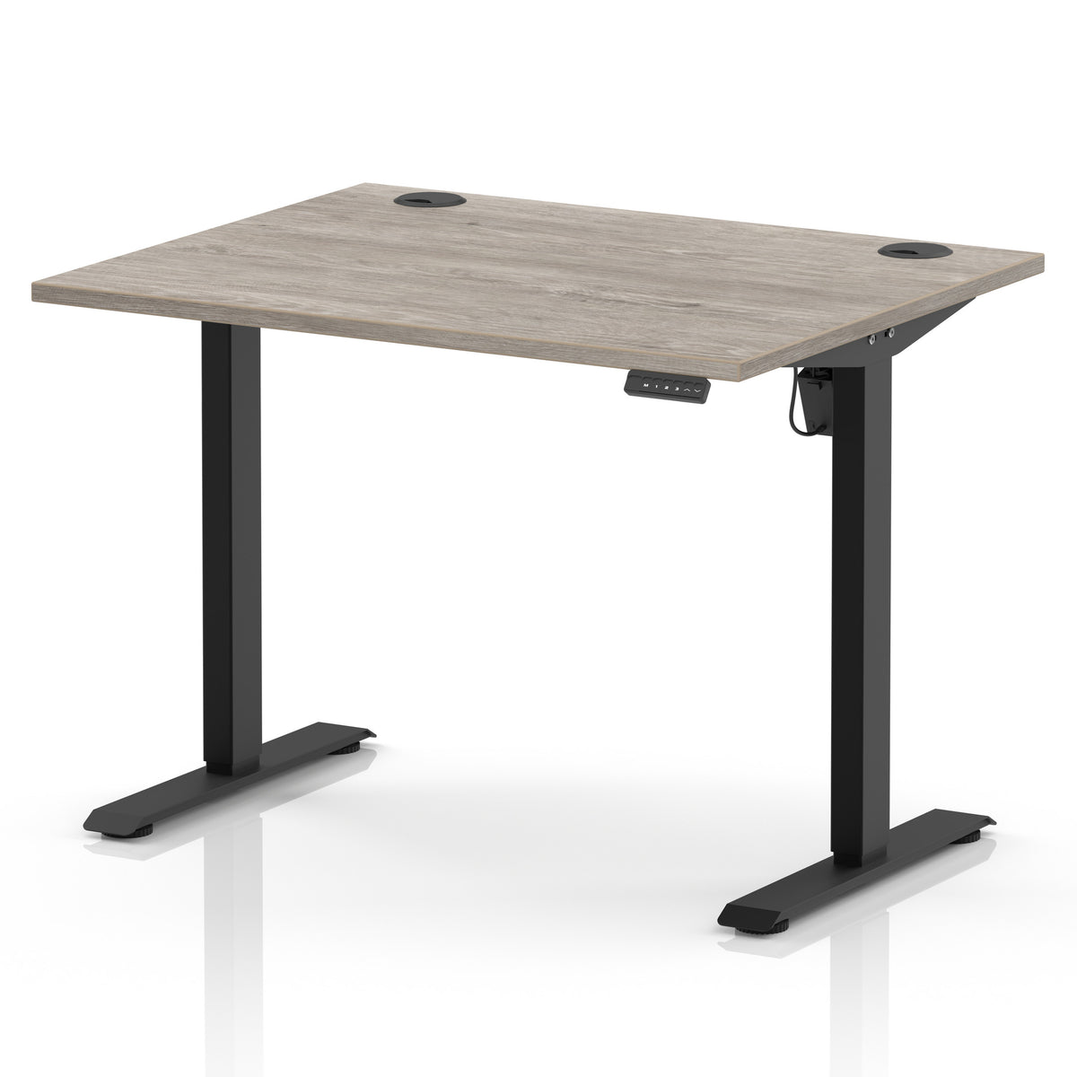 Dynamic Air Lite 1000mm desk in Grey Oak with black legs