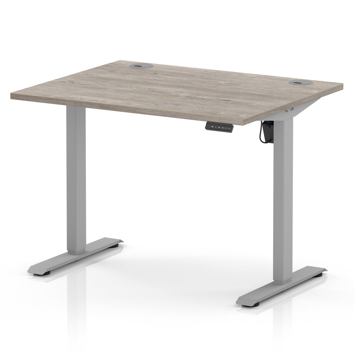 Dynamic Air Lite 1000mm desk in Grey Oak with silver legs