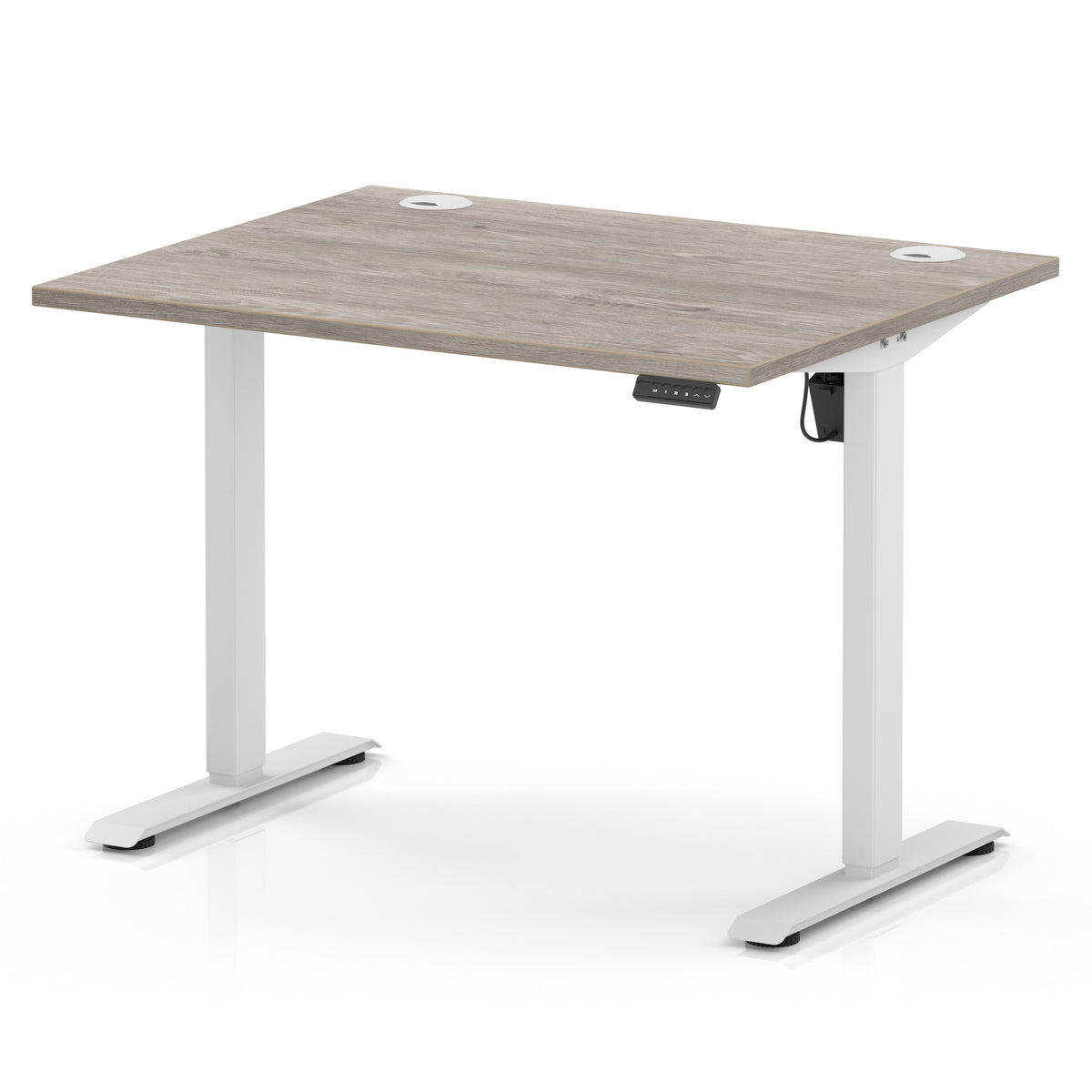 Dynamic Air Lite 1000mm desk in Grey Oak with white legs