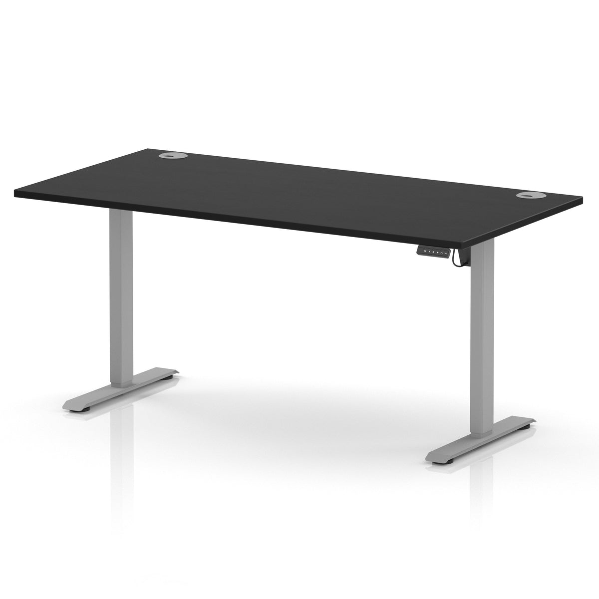 Dynamic Air Lite 1600mm desk in Black with silver legs