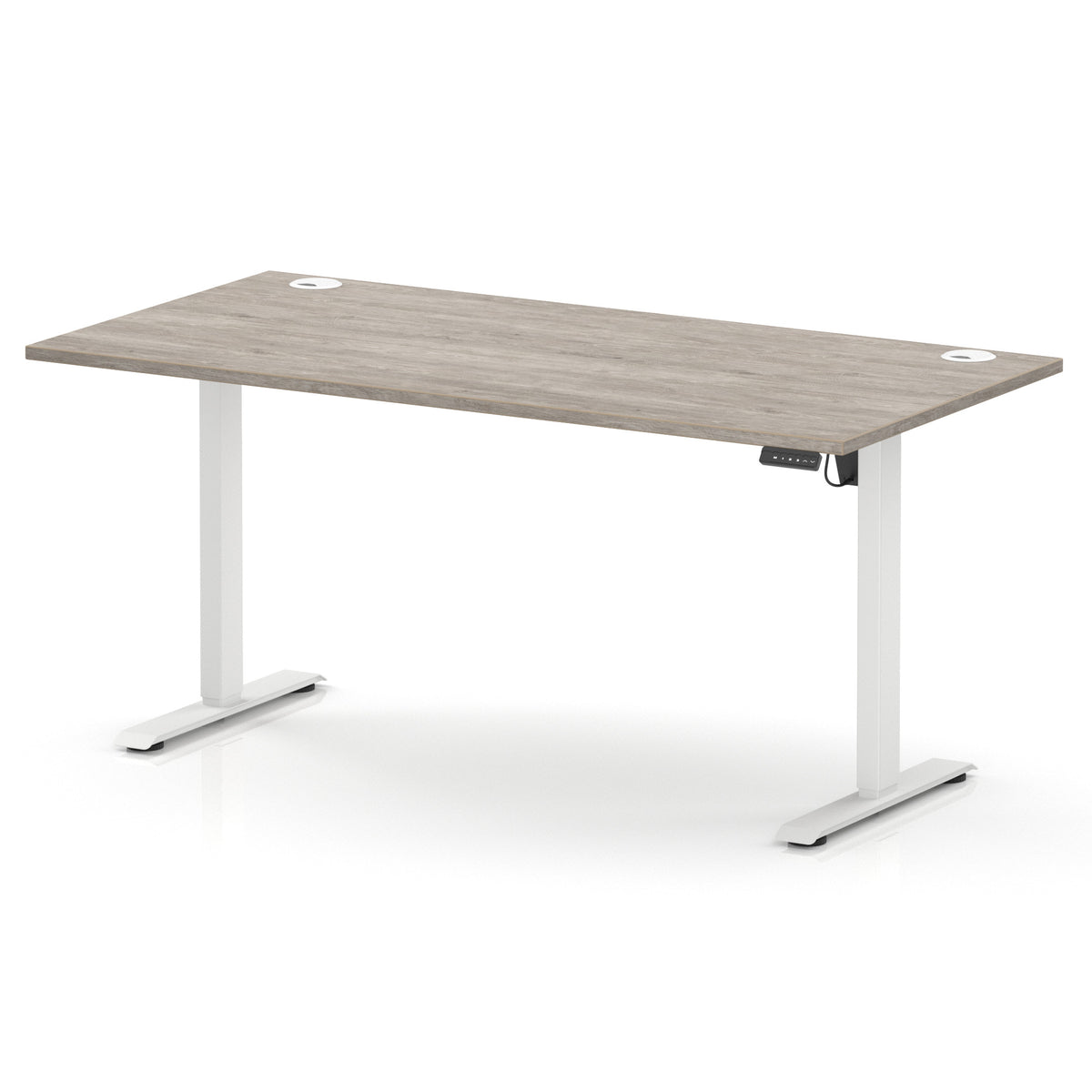 Dynamic Air Lite 1600mm desk in Grey Oak with white legs
