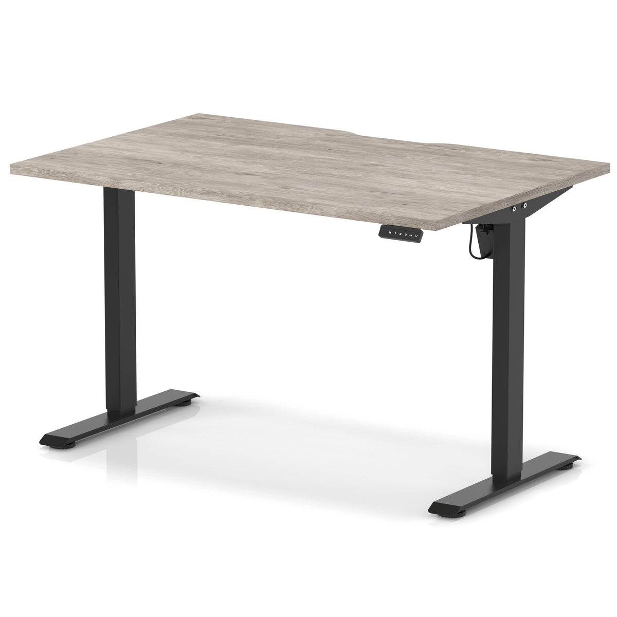 Dynamic Air Lite 1200mm scalloped edge desk in Grey Oak with black legs