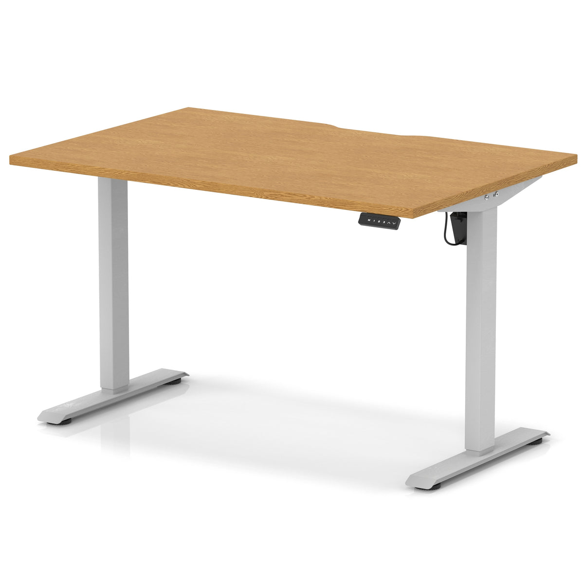 Dynamic Air Lite 1200mm scalloped edge desk in Oak with silver legs