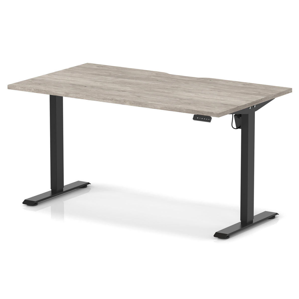 Dynamic Air Lite 1400mm scalloped edge desk in Grey Oak with black legs