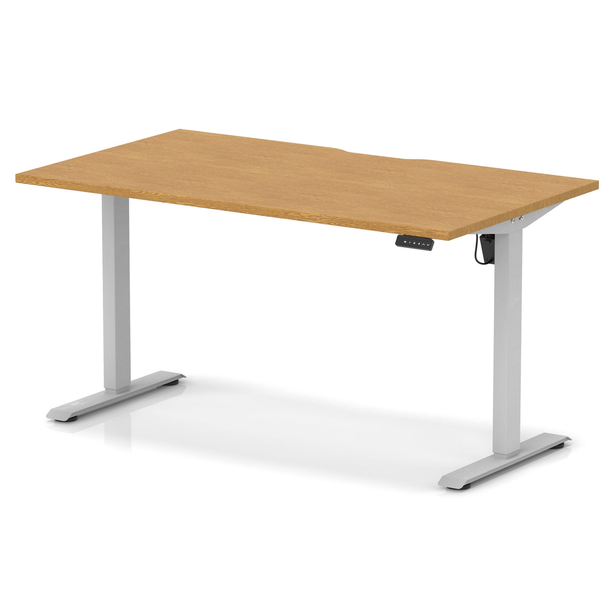Dynamic Air Lite 1400mm scalloped edge desk in Oak with silver legs